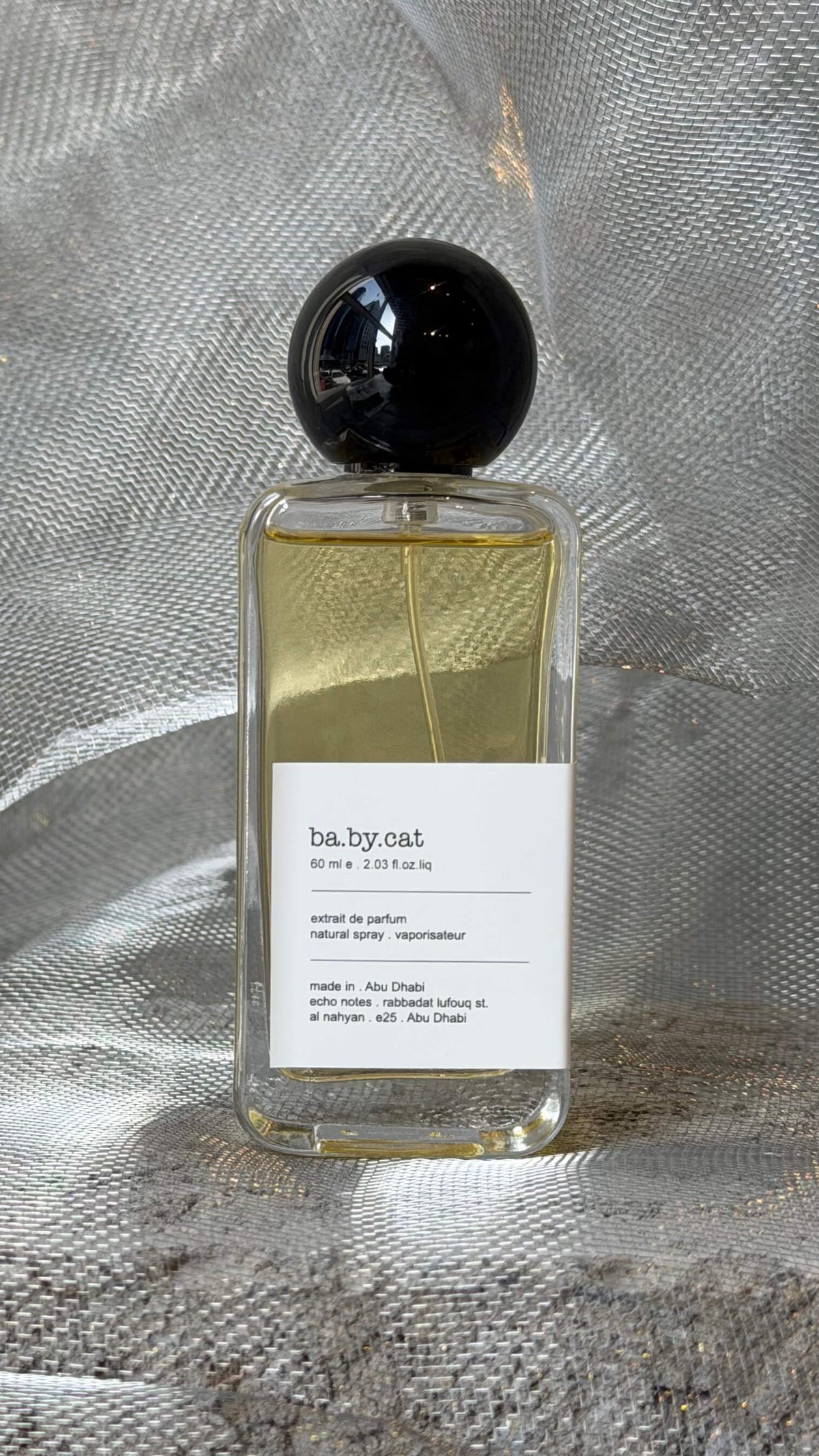 Babycat eau de parfum bottle Echo Notes oriental spicy fragrance