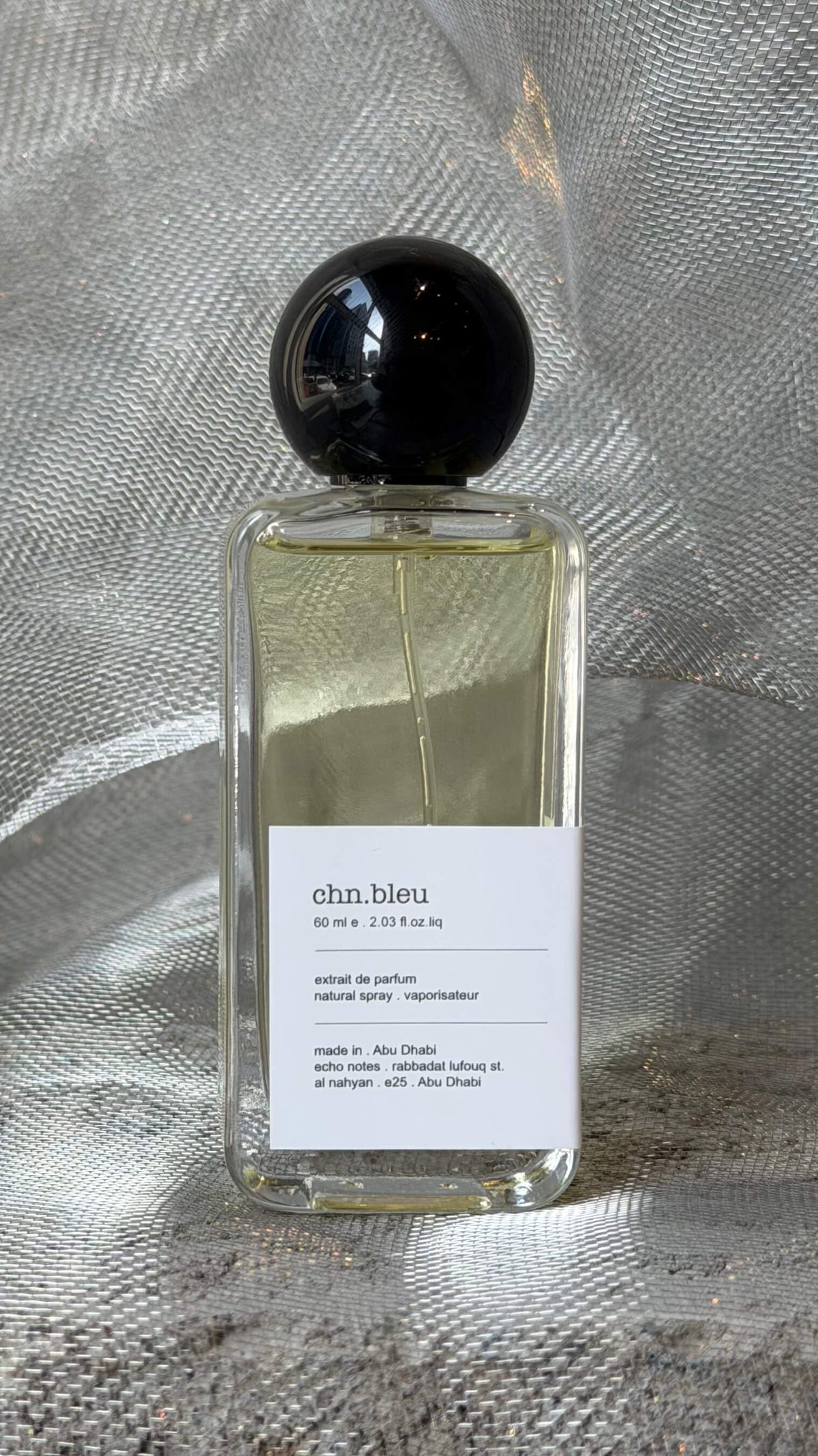 CHN Bleu eau de parfum bottle Echo Notes woody aromatic fragrance