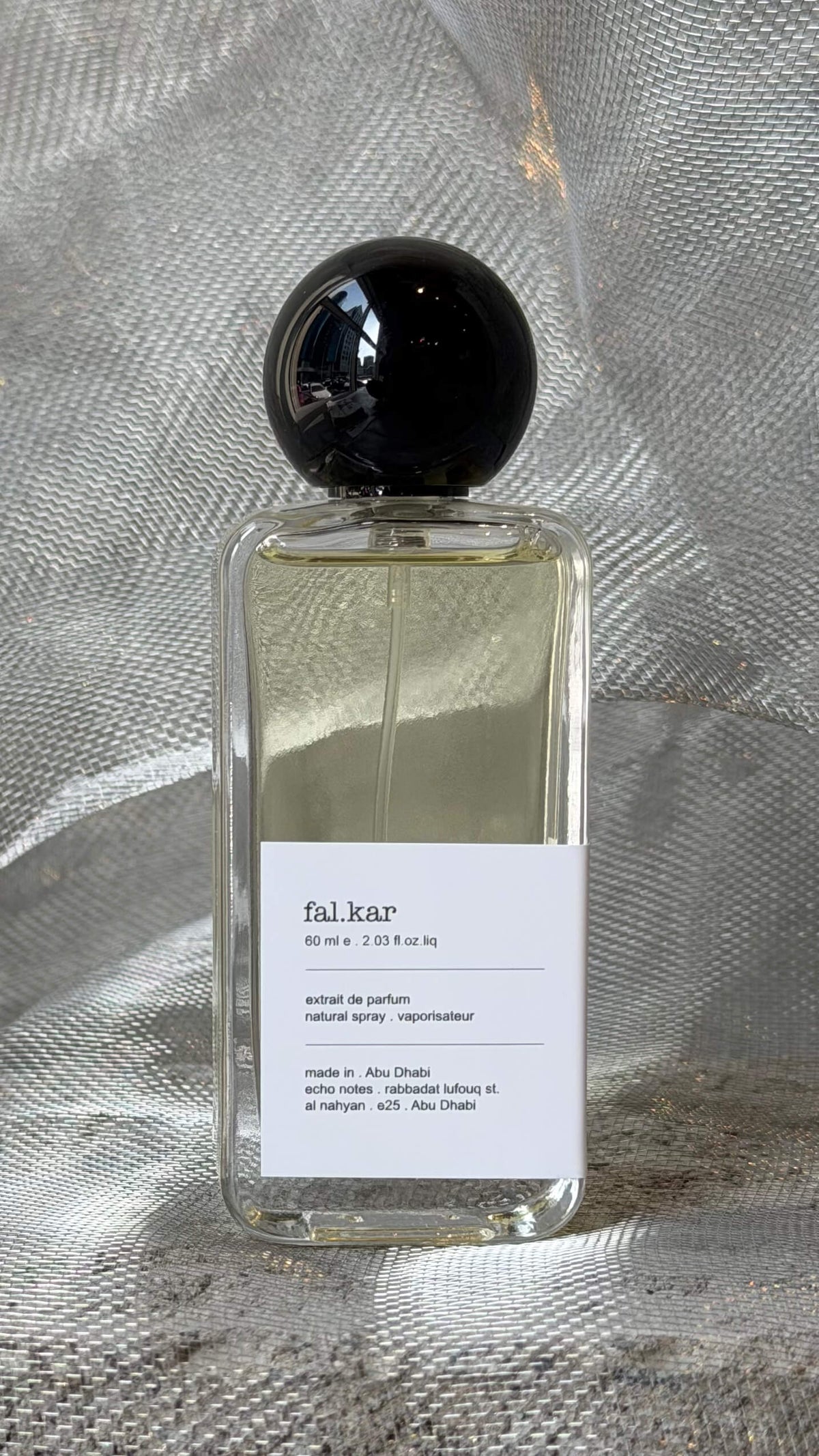 Falkar eau de parfum bottle Echo Notes oriental woody oud fragrance
