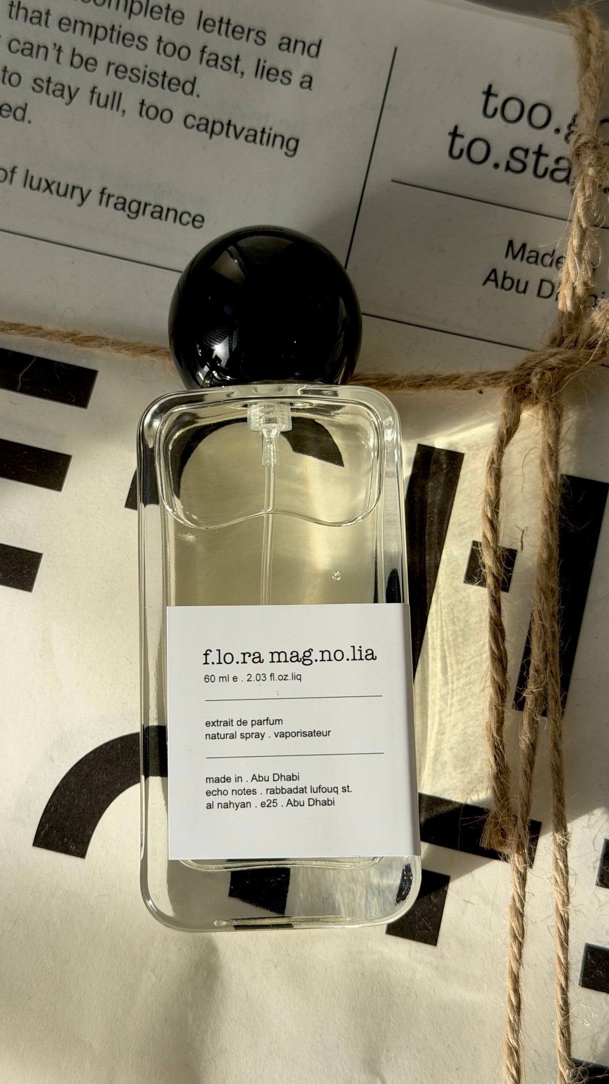 Flora Gorgeous Magnolia perfume by Echo Notes Laboratory Perfumes, close-up detail