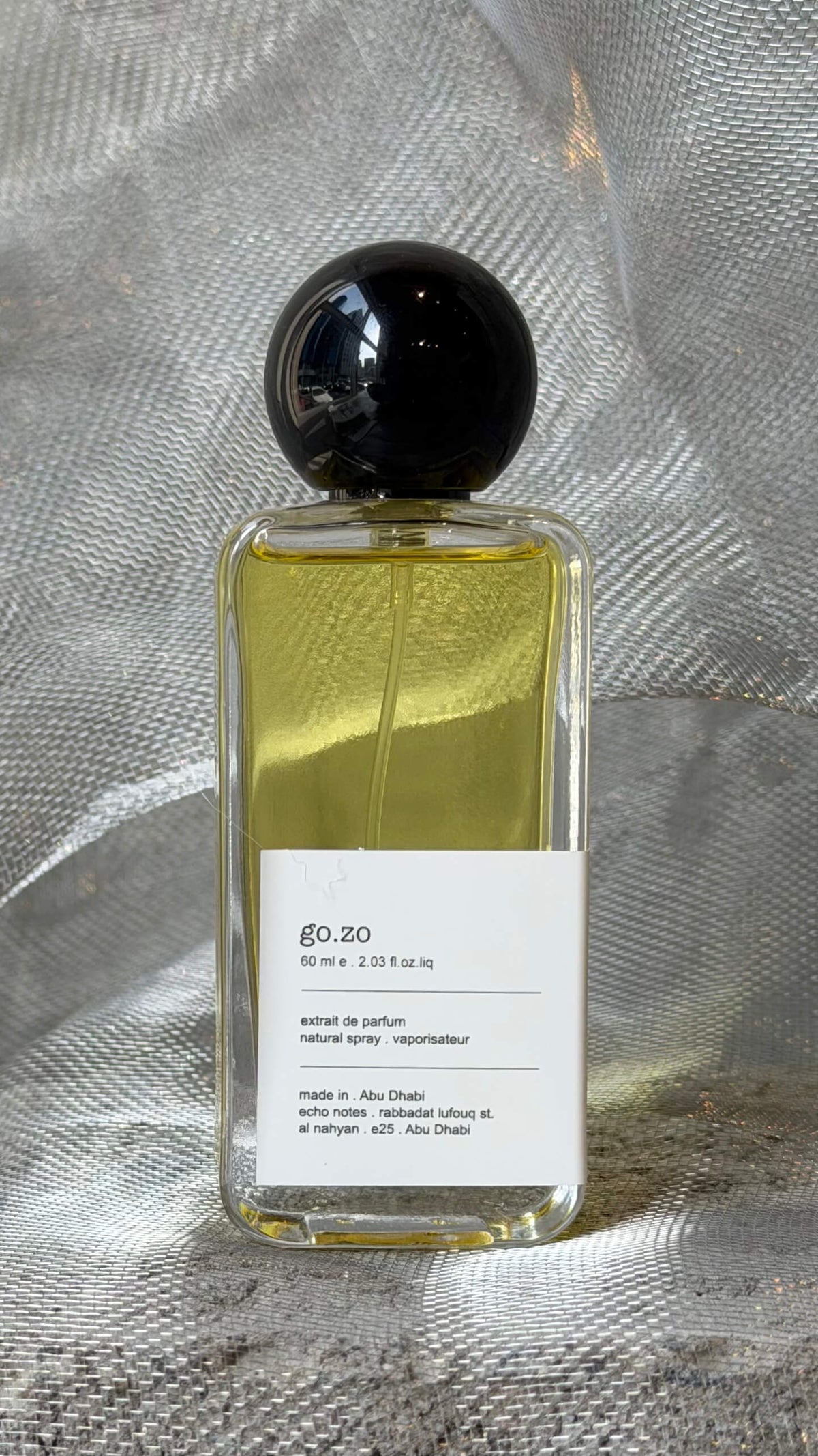 Gozo eau de parfum bottle Echo Notes oriental floral fragrance