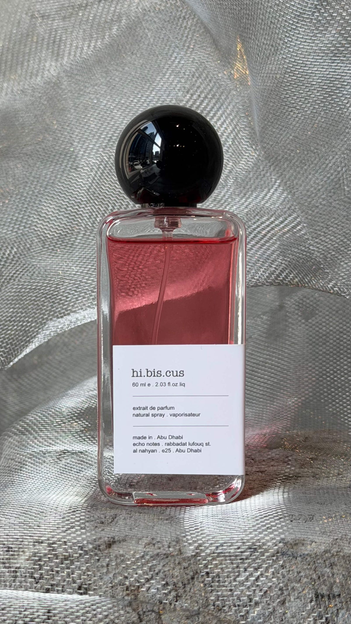 Hibiscus eau de parfum bottle Echo Notes floral fragrance