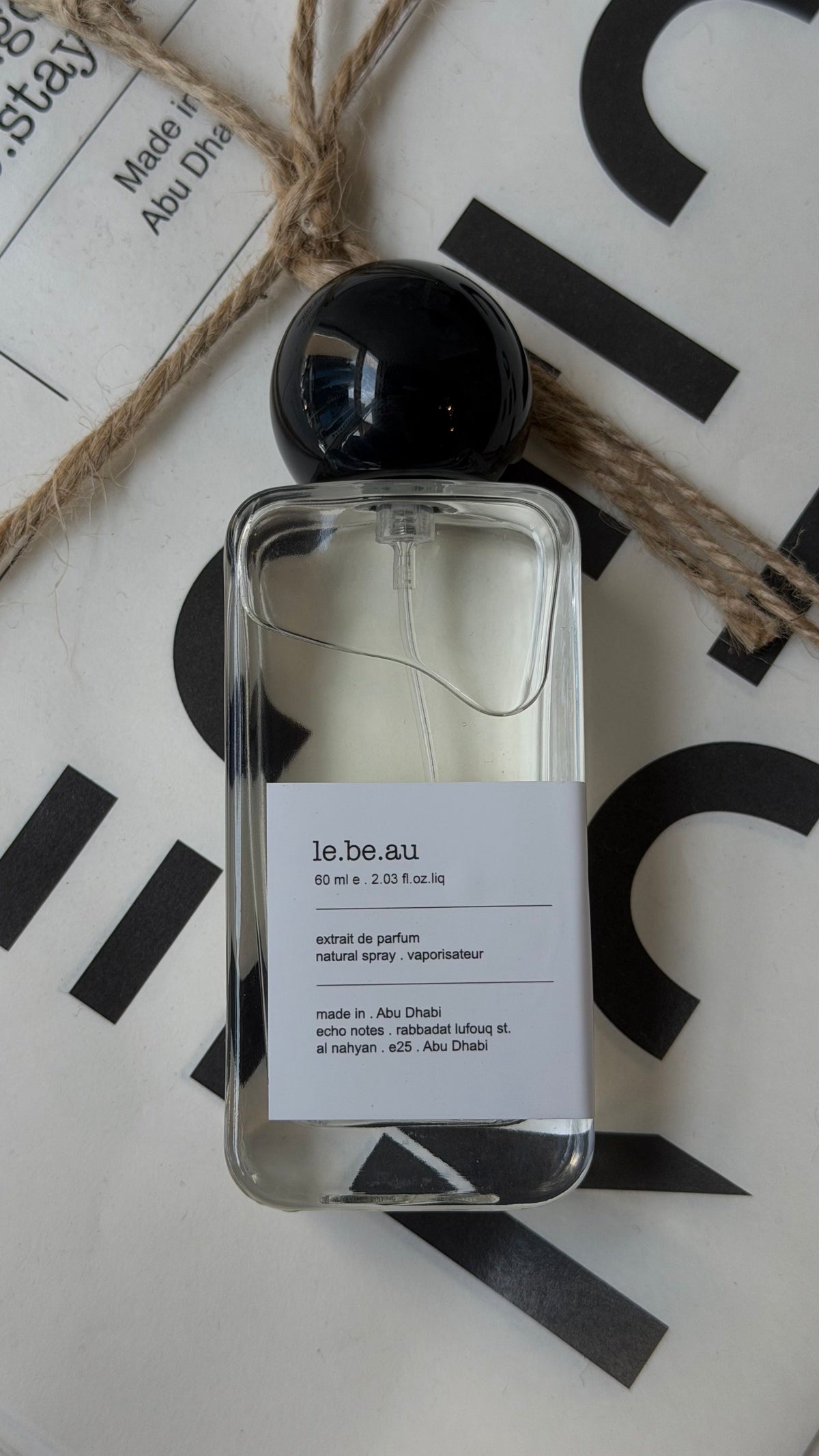 Le Beau Male eau de parfum bottle Echo Notes aromatic fresh fragrance