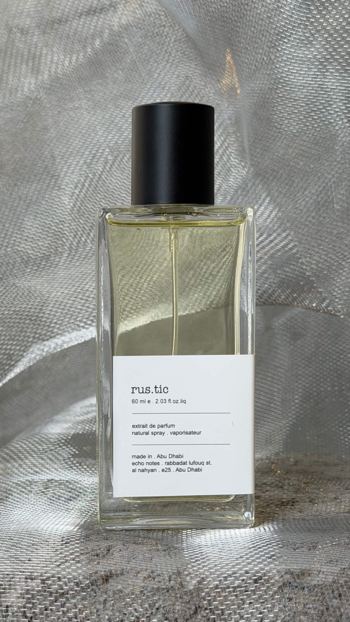 Rustic eau de parfum bottle  Echo Notes fresh citrus fragrance