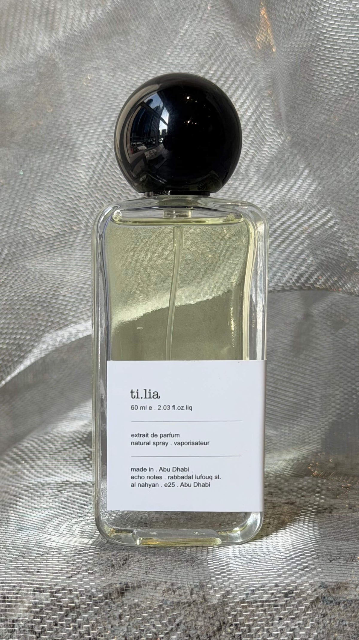 Tilia eau de parfum bottle Echo Notes floral woody musk fragrance