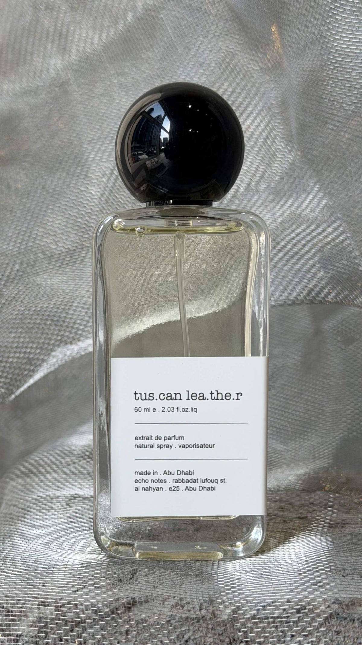 Tuscan Leather eau de parfum bottle Echo Notes leather fragrance