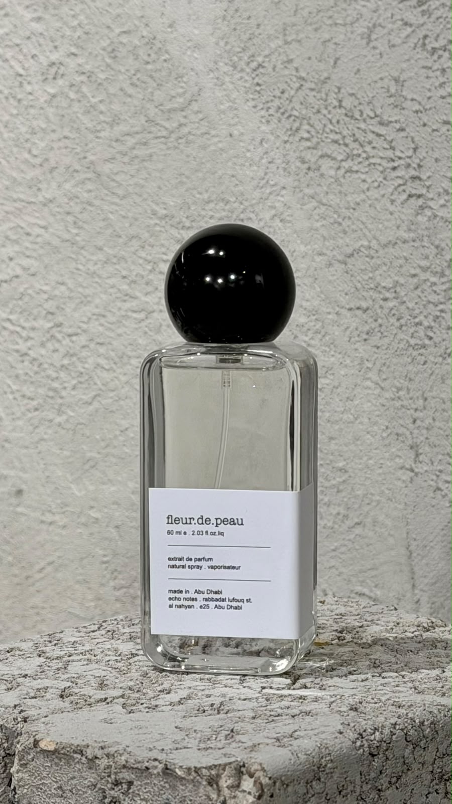 Echo Notes Fleur de Peau perfume bottle featuring a delicate mix of powdery iris, Turkish rose, and velvety musk.
