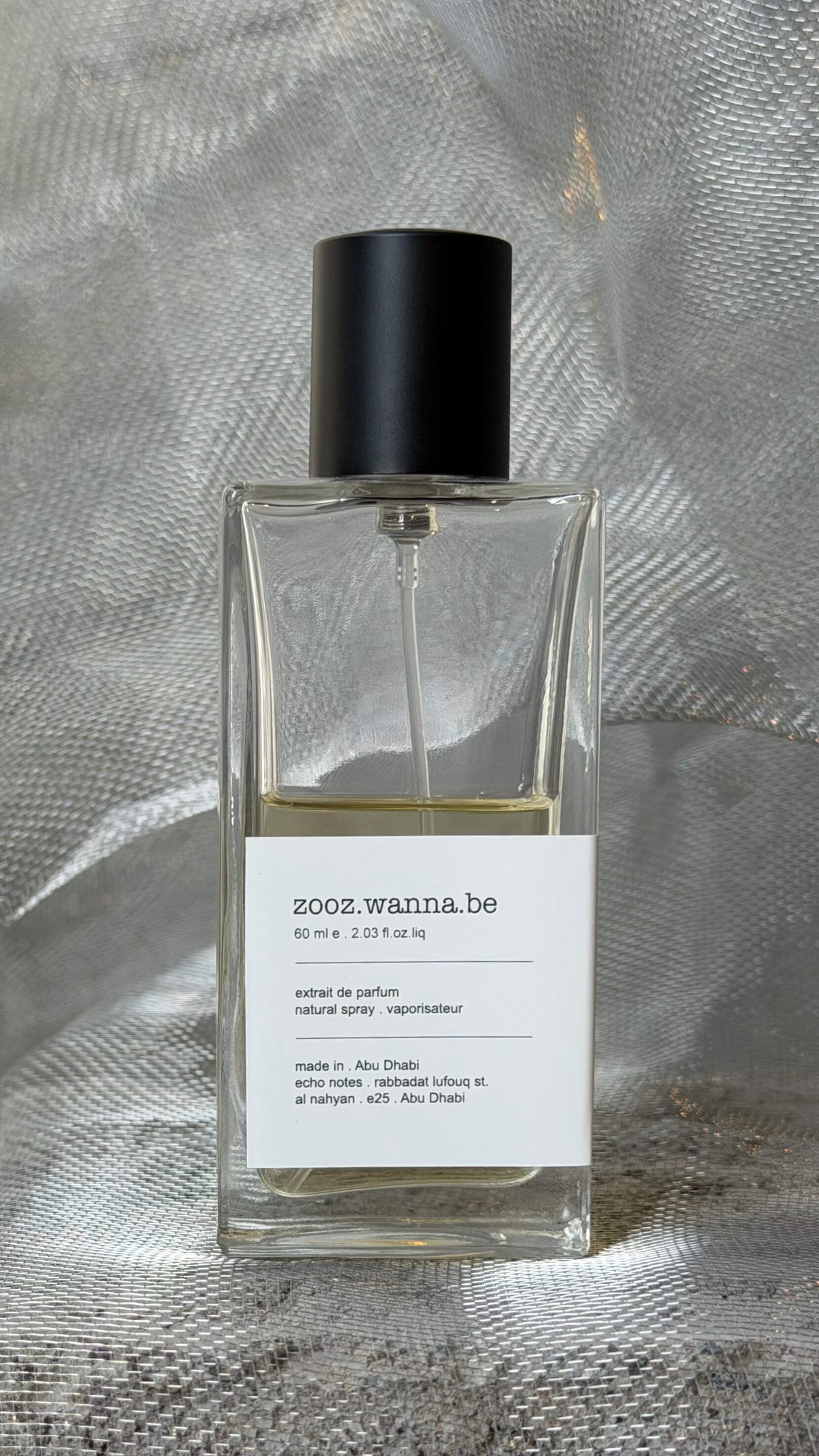 zooz.wanna.be eau de parfum bottle Echo Notes sweet leather fragrance